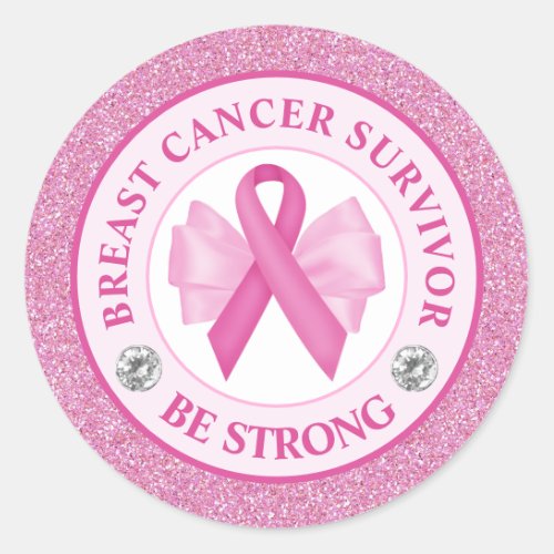 Breast Cancer Awareness Ribbon Survivor Classic Round Sticker