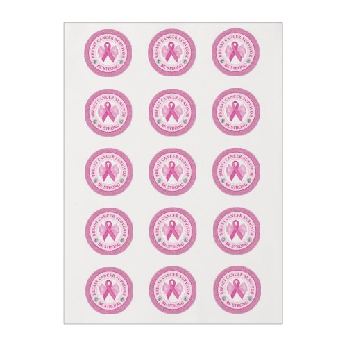Breast Cancer Awareness Ribbon Survivor Edible Frosting Rounds