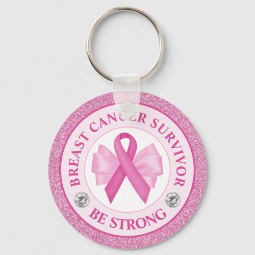 Breast Cancer Awareness Ribbon Survivor Keychain