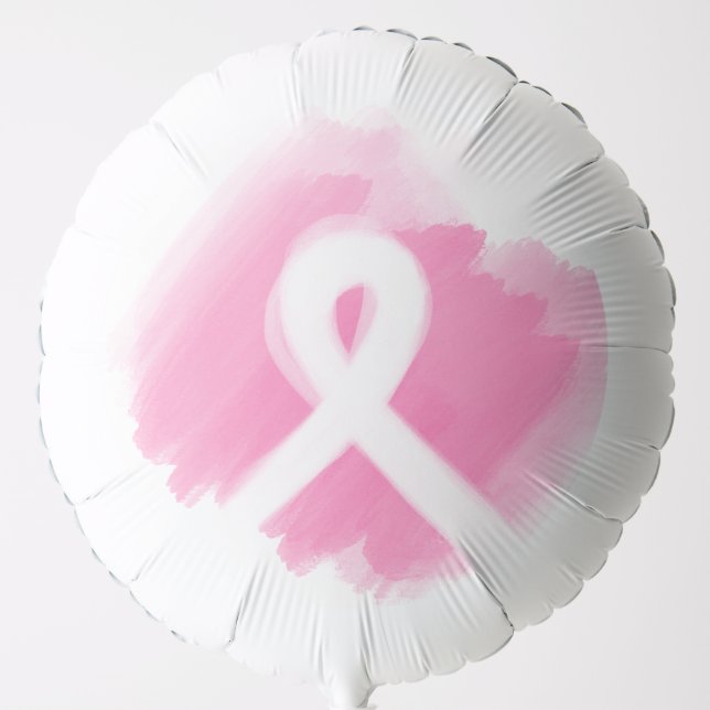 Breast Cancer Awareness Ribbon Watercolor Balloon (Front)