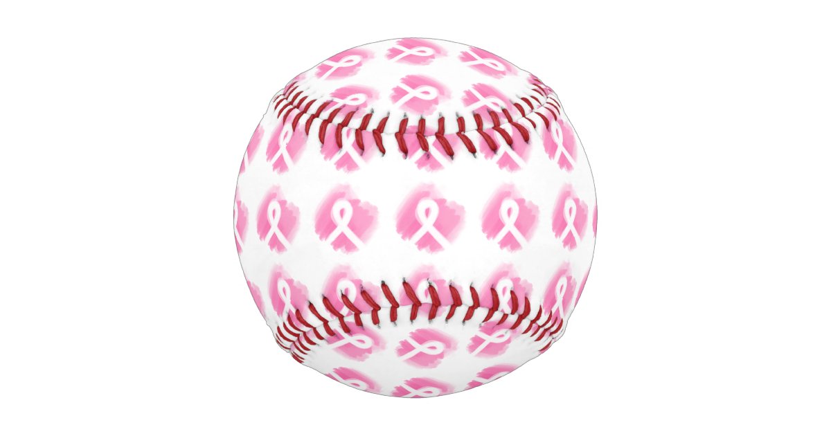 Breast Cancer Awareness Ribbon Watercolor Baseball | Zazzle