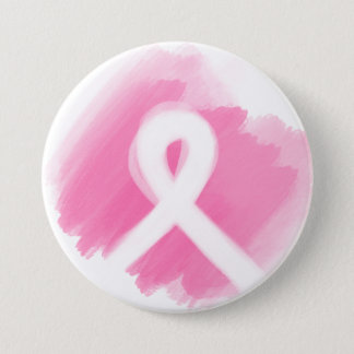 Breast Cancer Awareness Ribbon Watercolor Button
