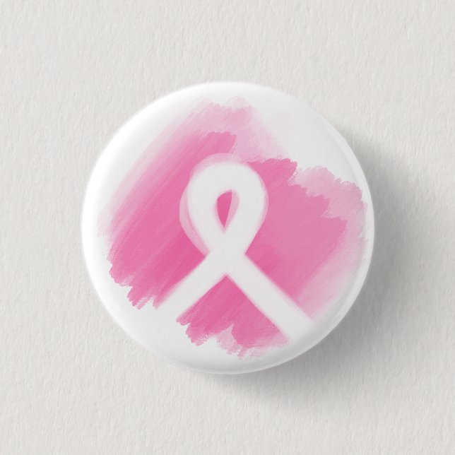 Breast Cancer Awareness Ribbon Watercolor  Button (Front)