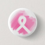 Breast Cancer Awareness Ribbon Watercolor  Button