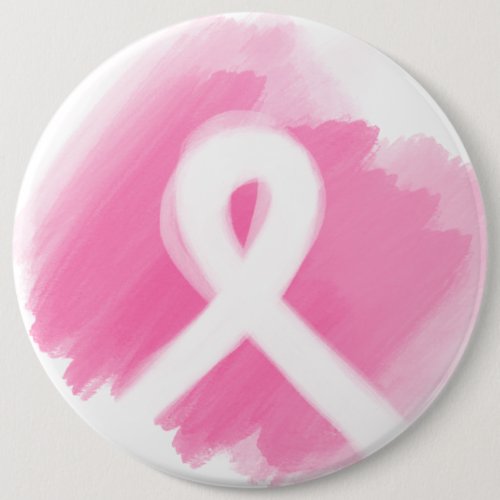 Breast Cancer Awareness Ribbon Watercolor Button