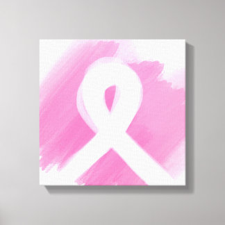 Breast Cancer Awareness Ribbon Watercolor Canvas Print
