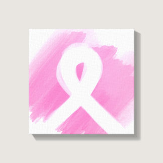 Breast Cancer Awareness Ribbon Watercolor Canvas Print