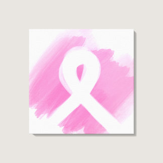 Breast Cancer Awareness Ribbon Watercolor  Canvas Print