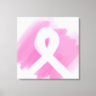 Breast Cancer Awareness Ribbon Watercolor  Canvas Print