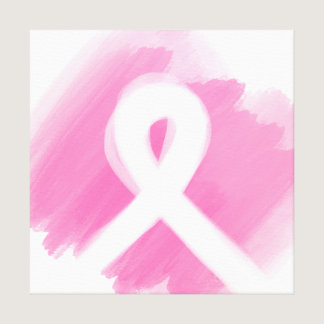 Breast Cancer Awareness Ribbon Watercolor  Canvas Print
