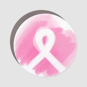 Breast Cancer Awareness Ribbon Watercolor Car Magnet