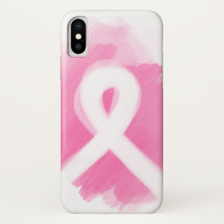 Breast Cancer Awareness Ribbon Watercolor iPhone X Case