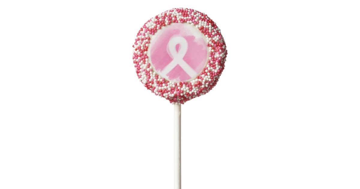 Breast Cancer Awareness Ribbon Watercolor Chocolate Covered Oreo Pop ...