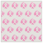 Breast Cancer Awareness Ribbon Watercolor Fabric
