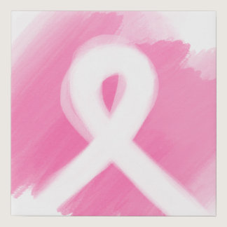 Breast Cancer Awareness Ribbon Watercolor Faux Canvas Print