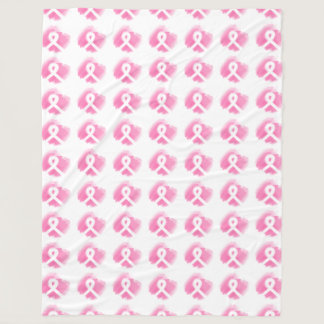 Breast Cancer Awareness Ribbon Watercolor Fleece Blanket