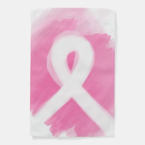 Breast Cancer Awareness Ribbon Watercolor Garden Flag