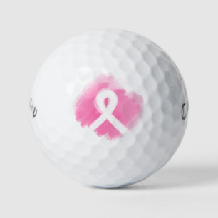 Breast Cancer Awareness Ribbon Watercolor Golf Balls