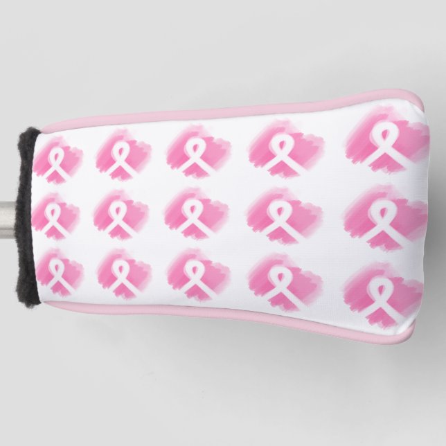 Breast Cancer Awareness Ribbon Watercolor  Golf Head Cover (Front)