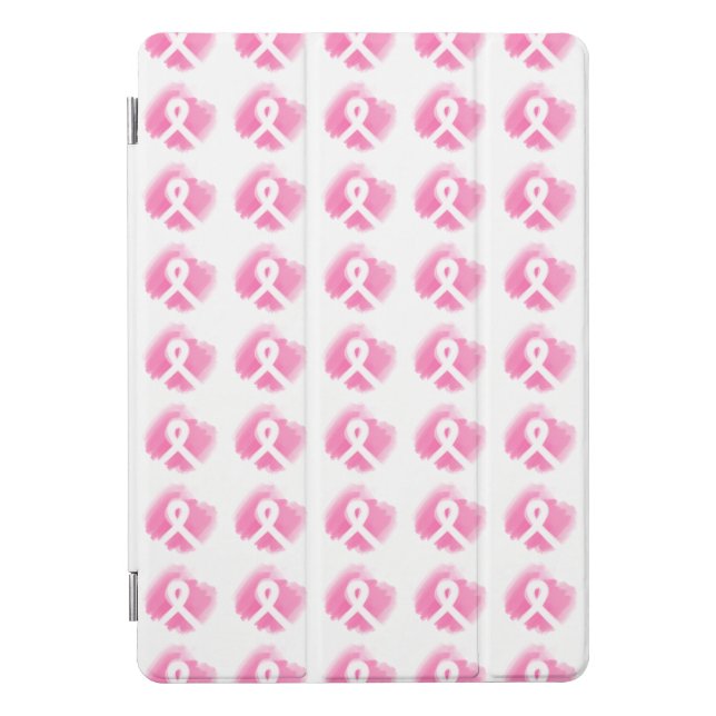 Breast Cancer Awareness Ribbon Watercolor iPad Pro Cover (Front)