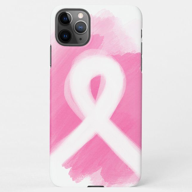 Breast Cancer Awareness Ribbon Watercolor iPhone Case (Back)