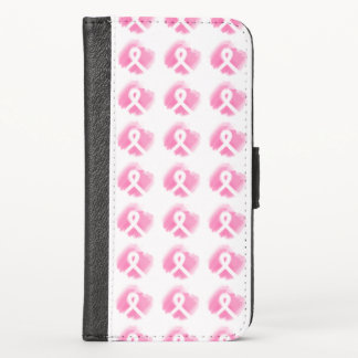 Breast Cancer Awareness Ribbon Watercolor  iPhone X Wallet Case