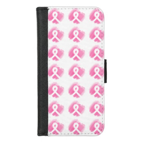 Breast Cancer Awareness Ribbon Watercolor iPhone 87 Wallet Case