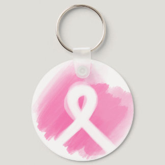 Breast Cancer Awareness Ribbon Watercolor  Keychain