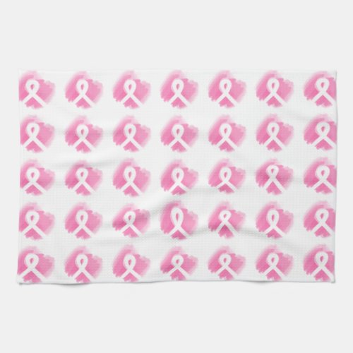 Breast Cancer Awareness Ribbon Watercolor  Kitchen Towel
