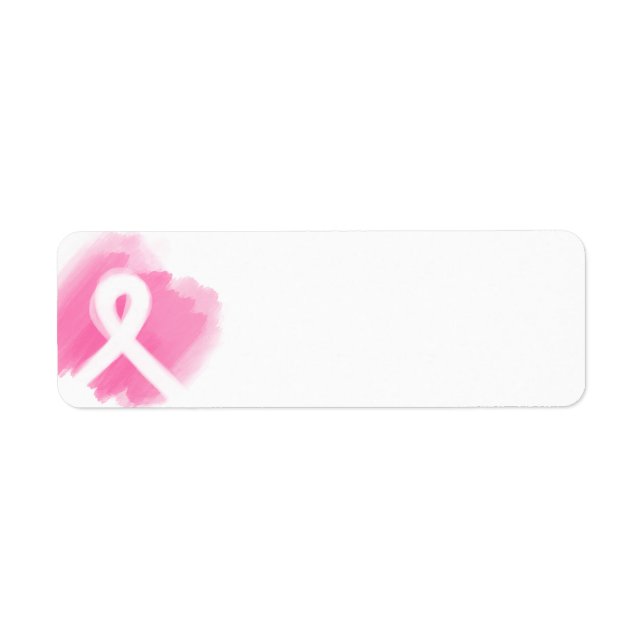Breast Cancer Awareness Ribbon Watercolor  Label (Front)