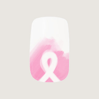 Breast Cancer Awareness Ribbon Watercolor Minx Nail Art