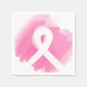 Breast Cancer Awareness Ribbon Watercolor Napkins