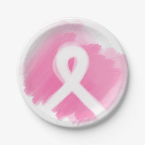 Breast Cancer Awareness Ribbon Watercolor  Paper Plates