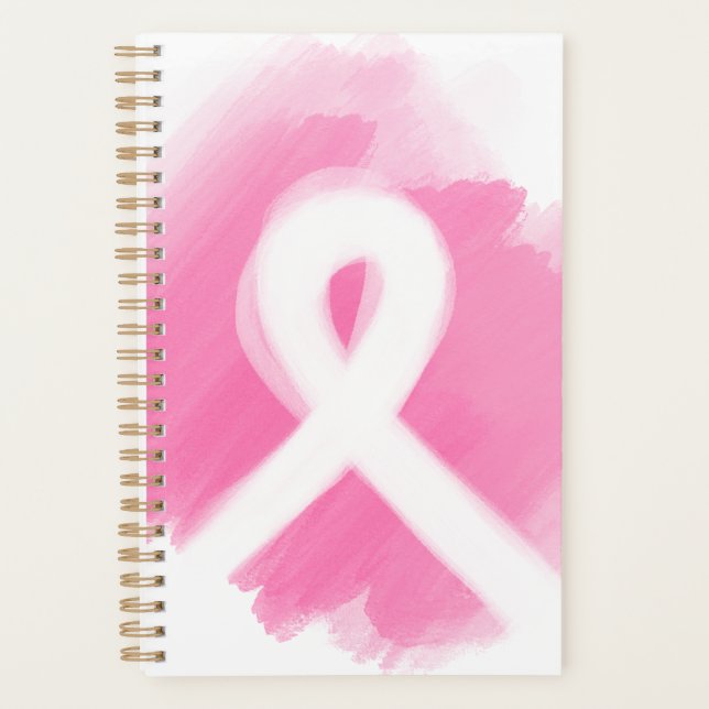 Breast Cancer Awareness Ribbon Watercolor Planner (Front)