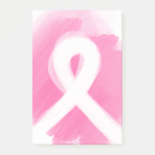 Breast Cancer Awareness Ribbon Watercolor Post-it Notes