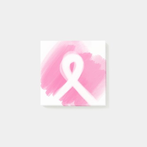 Breast Cancer Awareness Ribbon Watercolor Post_it Notes