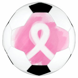 Breast Cancer Awareness Ribbon Watercolor Soccer Ball