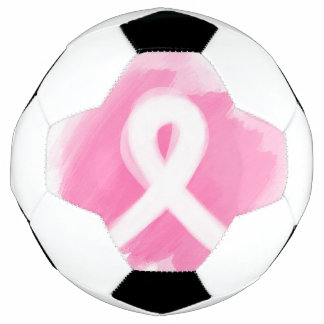 Breast Cancer Awareness Ribbon Watercolor Soccer Ball
