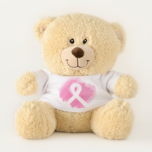 Breast Cancer Awareness Ribbon Watercolor Teddy Bear