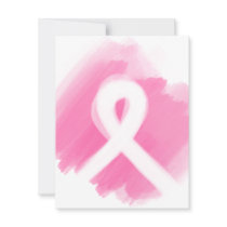 Breast Cancer Awareness Ribbon Watercolor Thank You Card