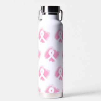 Breast Cancer Awareness Ribbon Watercolor Water Bottle