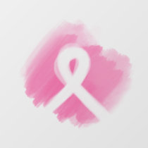 Breast Cancer Awareness Ribbon Watercolor Window Cling