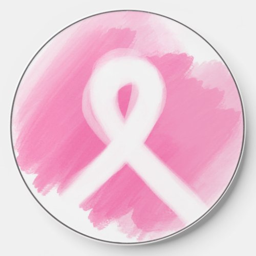 Breast Cancer Awareness Ribbon Watercolor Wireless Charger