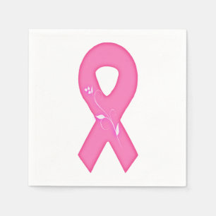 Breast Cancer Awareness Ribbon With Flower Napkins