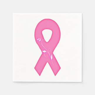 Breast Cancer Awareness Ribbon With Flower Napkins