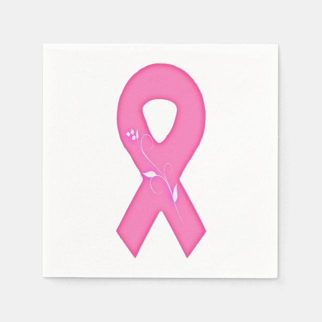 Breast Cancer Awareness Ribbon With Flower Napkins (Front)