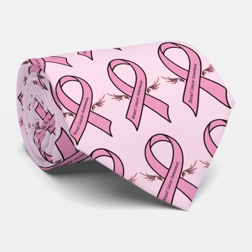 Breast Cancer Awareness Ribbon with Wings Tie