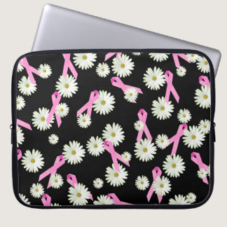 Breast Cancer Awareness Ribbons and Daisies Laptop Sleeve