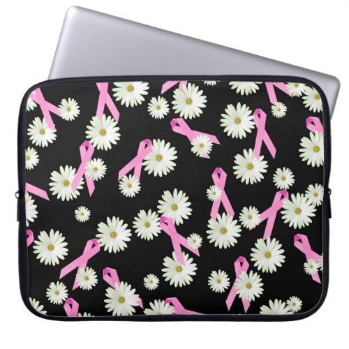 Breast Cancer Awareness Ribbons and Daisies Laptop Sleeve