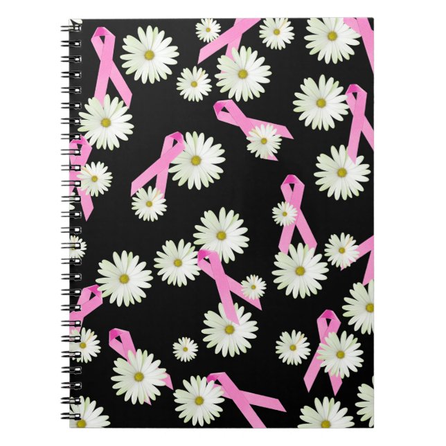 Breast Cancer Awareness Ribbons and Daisies  Notebook (Front)
